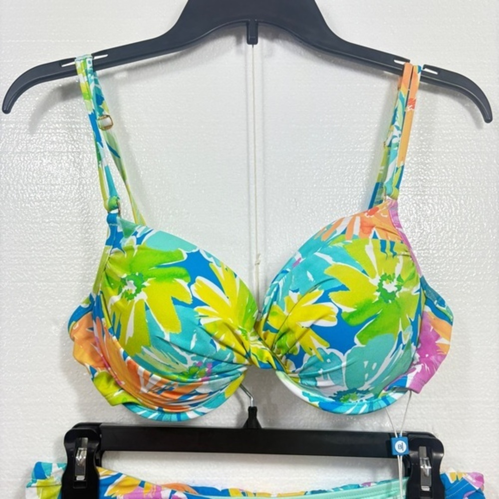 Bleu Rod Beattie  NWT 2PC Twist-Front Bikini Top + Bottoms set  6 8 S‎ M - Picture 12 of 14
